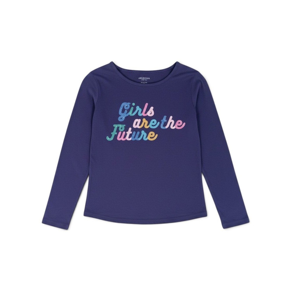 Arizona Jean Co Long Sleeve T Shirt Girls Medium Purple Girly Rainbow Words